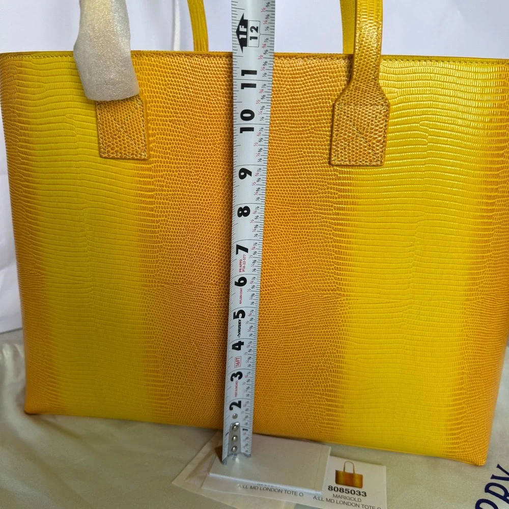 Burberry London Tote Bag Yellow Lizard Embossed Leather Shopper Handbag New‎
